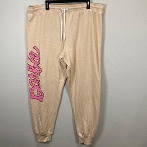 Barbie Mattel sweat pants spell‎ out beige pink joggers